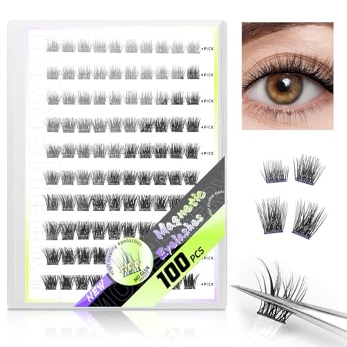 Image of MAYCREATE Self Adhesive Eyelashes Clusters, 100Pcs Pre-Glue Lash 8 10 12mm Reusable Individual Lashes Extensions Clusters Natural Look for Quick Application and Comfortable Wear All-Day