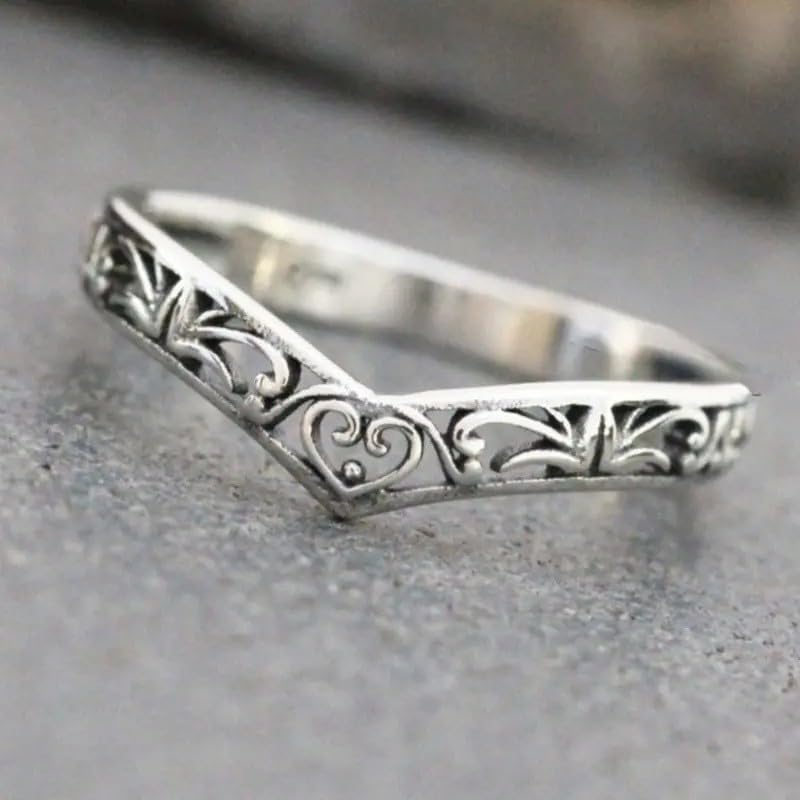 Antique Silver Cutout Ring for Women – Alloy Openwork Design, Vintage Minimalist Statement Jewelry Gift for Her, Birthday & Anniversary Present for Wife, Best Friend or Sister image 4