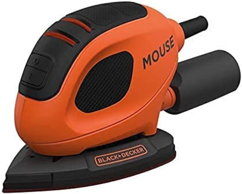 55W Corded Compact Detail Mouse Sander for Precision & Detailing Work, Orange/Black - BEW230-GB,