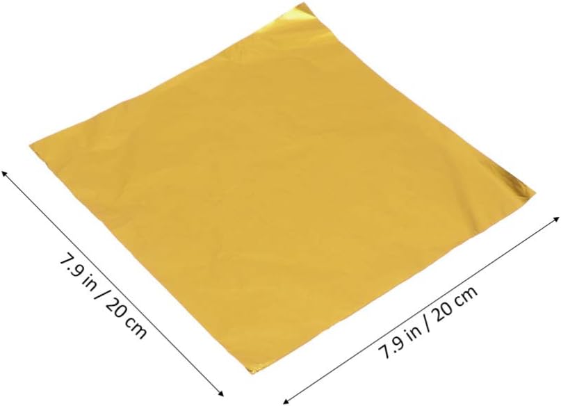 Toyvian 100pcs Gold Leaf Sheets Aluminium Foil Papers Gold Foil Papers Chocolate Wrapping for Home Shop Golden - Image 5