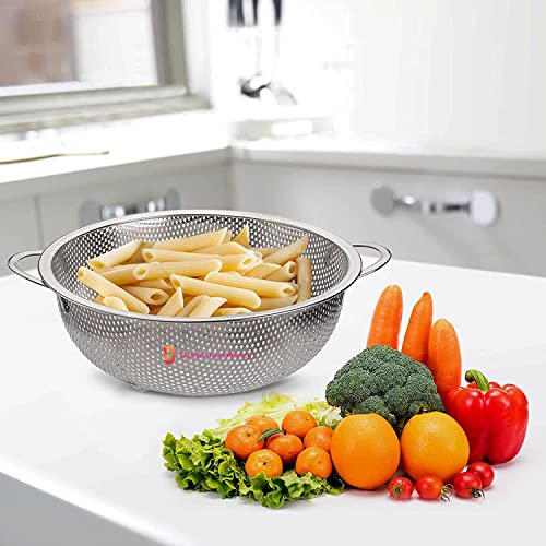 Image of DARSHANAM WORLD Sink Stainless Steel Colander with Fine Mesh Strainer Basket Strain, Drain, Rinse Fruits, Vegetables