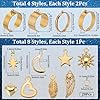 SUNNYCLUE 8 SET 36PCS Or Bagues Breloque Ensemble Acier Inoxydable avec Charme Anneaux Pendants en Étoile en Métal Lune Coeur Pendantes Réglables Bague de Déclaration Mode Ouverte pour Femmes Hommes #1