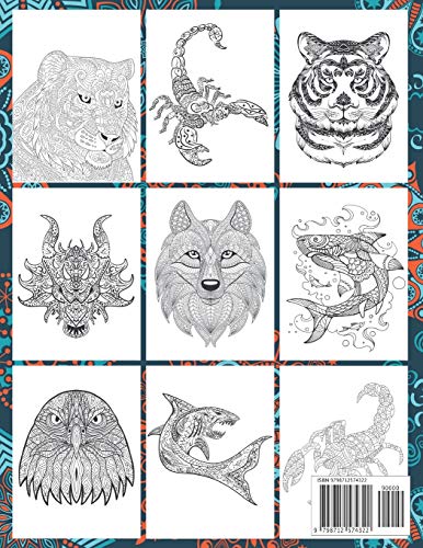 Animals kingdom - Coloring Book - 100 Beautiful Animals Designs for Stress Relief and Relaxation