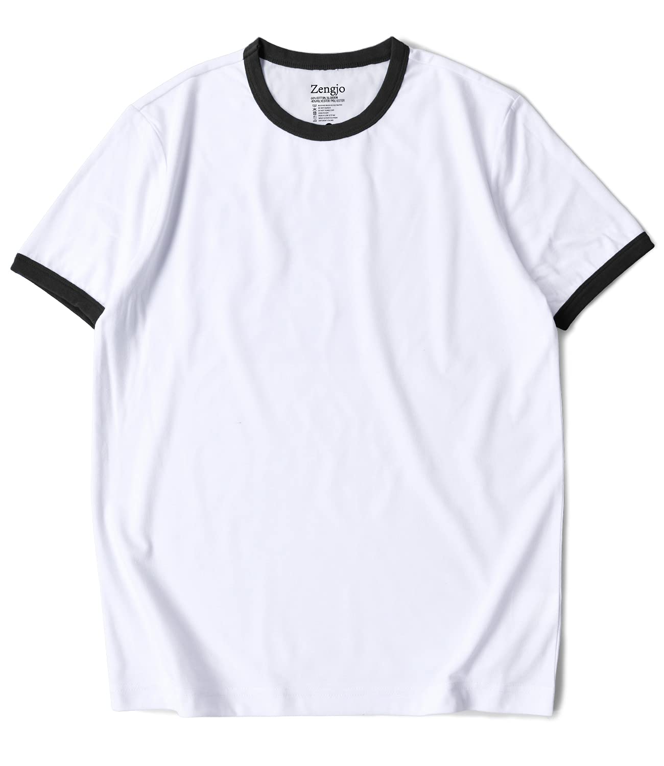 Zengjo Men's Ringer Tee Crewneck Athletic T Shirts Short Sleeve Sport Shirt for Men