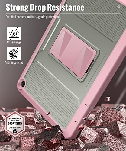 Moko Case Fits All-New H D 8 Inch Tablet (12Th Generation, 2022 Release), Full Body Rugged Hands-Free Viewing Stand Back Cover With Screen Protector, Gray/Pink #TOP3