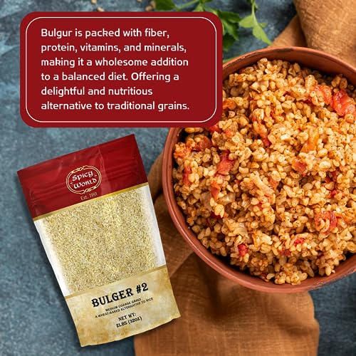 Bulgur Cracked Wheat Medium Coarse #2, 2 LB Bag (32oz) | USA Grown Bulgar Wheat for Tabouleh | 100% Natural & Pure | Great for Vegan Recipes by Spicy World - Thumbnail 6