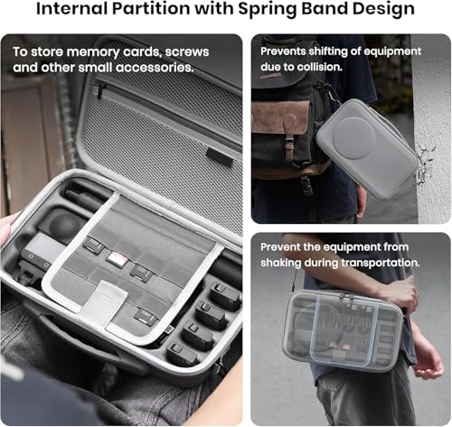 Image of LEQTRONIQ Travel Carrying Case for DJI Osmo 360 Camera and Accessories, PU Leather Hard Shell Bag with Customized Partitions, Shockproof Protection, Mesh Pocket, Shoulder Strap and Carry Handle