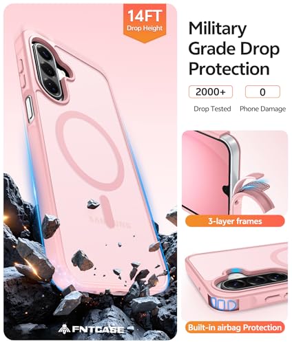 Image of FNTCASE for Galaxy A17 /A16 5G Phone Case: for Samsung A17 Cases [Compatible with Magsafe] [Screen Protector] Matte Translucent Military Grade Protection for Samsung A 17 & A 16 4G Cover - Light Pink