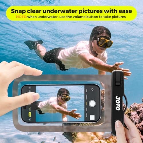 Image of JOTO Up to 7 inch Universal Waterproof Phone Case for iPhone 17 Air 16 15 14 13 12 11 Plus Pro Max, IPX8 Cellphone Dry Bag XR X SE, Galaxy S23 S22 S21 S20+ S20 S10 Plus Note, Pixel -CrystalBlack