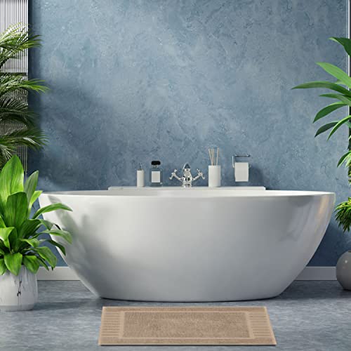 White Classic Luxury Bath Mat Floor Towel Set - Absorbent Cotton Hotel Spa Shower/Bathtub Mats [Not A Bathroom Rug] 22"X34" | 2 Pack | Taupe #TOP3