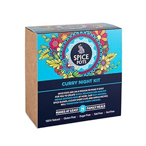 Spice Pots Easy Curry Night Kit with 8 Curry Recipes – 4 Spices – Korma, Bhuna, Goan, Tandoori Blends – Indian Curries…