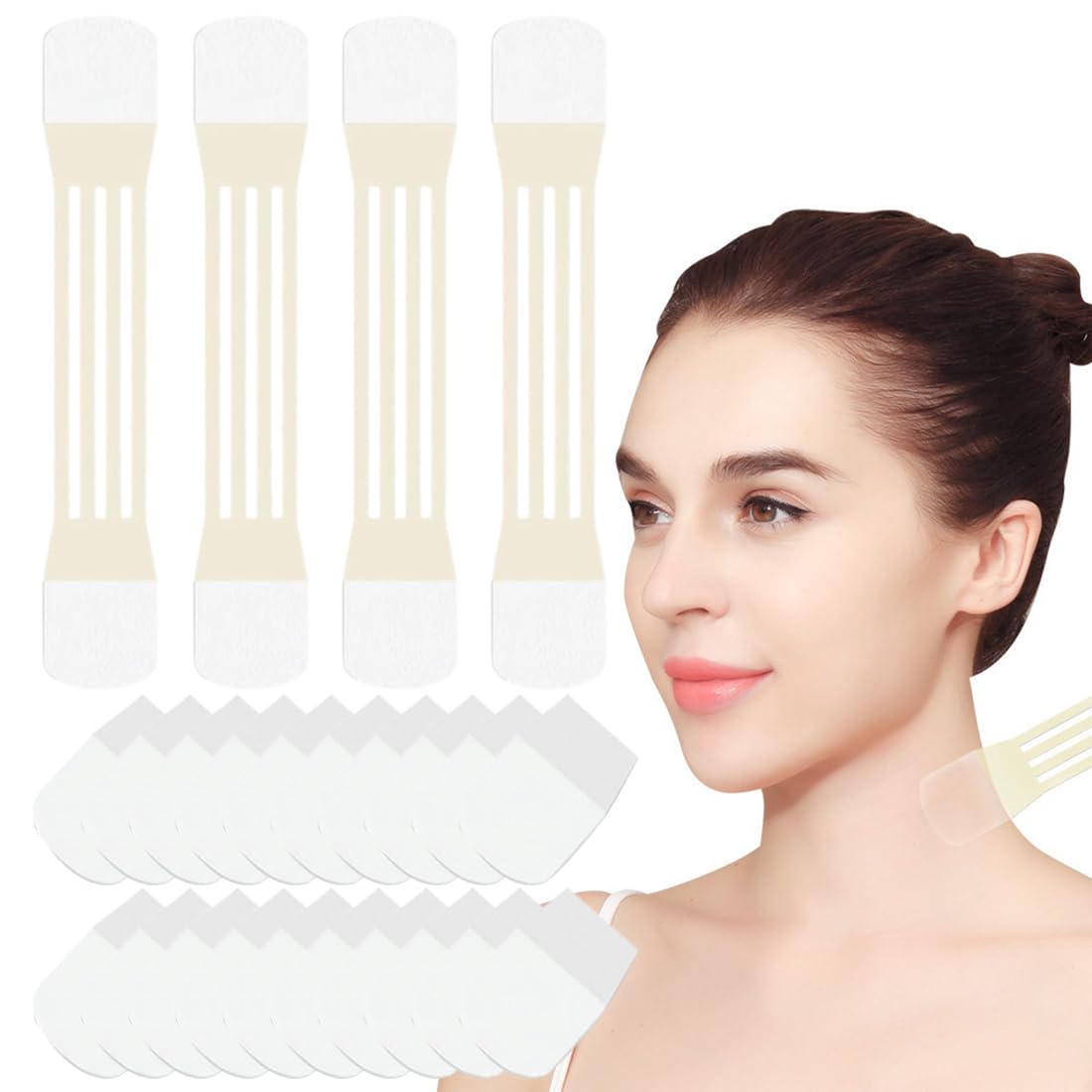Confezione da 4 + 20 adesivi Patch Per Il Sollevamento Del Collo, Sollevamento Del Collo, Anti-doppio Mento, Nastri Di Serraggio Della Pelle Del Collo, per Donne Collo Viso Mento