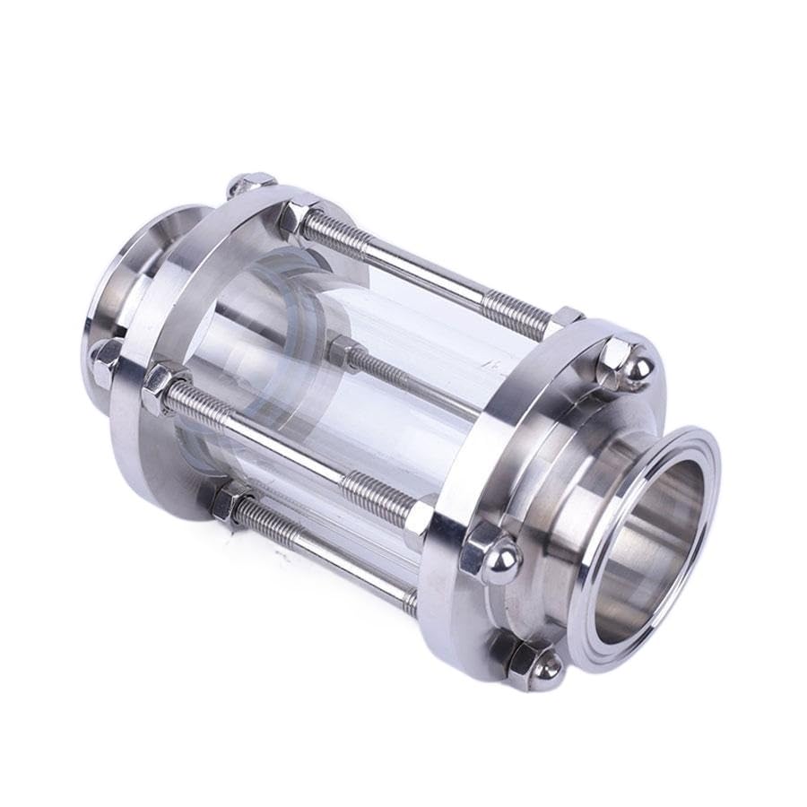 Brewing Diopter - Abrazadera triple de 63 mm de diámetro exterior SUS 304 de acero inoxidable con vista de flujo sanitario, vidrio para cerveza casera