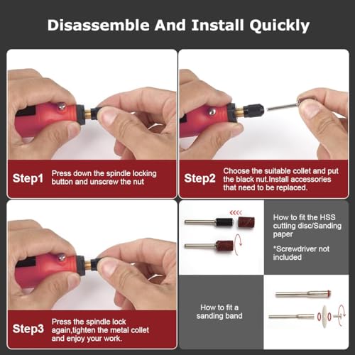 Image of Verilux 50Pcs USB Rechargeable Rotary Tool Kit, 3.7V Cordless Mini Drill Machine with LED Light, 5-Speed Adjustable Motor for DIY Engraving, Polishing & Soft Material Drilling, for Home Crafting, Red