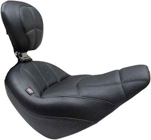 Mustang Asientos de motocicleta Touring Solo asiento con respaldo del conductor (negro/cubo) compatible con Harley FXBB 18-20