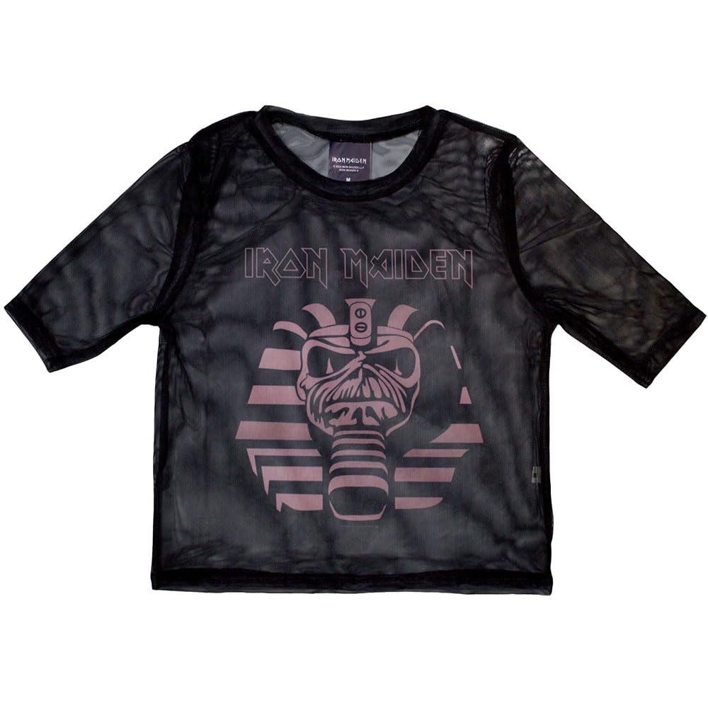 Iron Maiden Powerslave crop top mesh transparent stretch motif Eddie