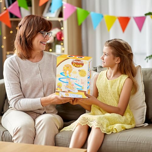 9 Stück Ente Treppensteigen Spielzeug, Enten Achterbahn, Duck Climbing Stairs Toy, Elektrische Enten Slide Track mit Licht und Musik, Geschenk für Mädchen Jungen-Ab 3 Jahre
