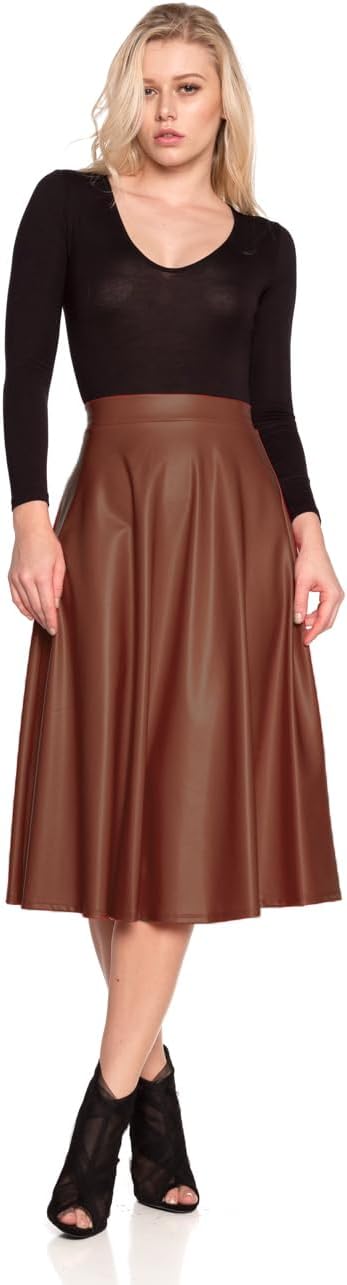 Cemi Ceri Women's J2 Love Faux Leather Flare Skirt