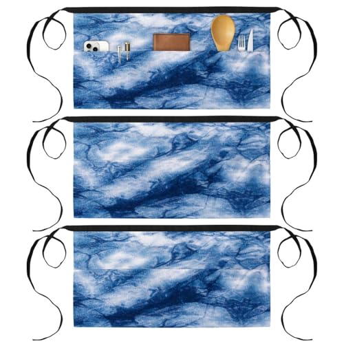 Tablier de cuisine marbre bleu pour pâtisserie et service au comptoir