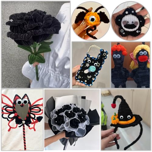 TOAOB 100pcs Tige de Fil Chenille Thème Cure Pipes avec 100pcs Yeux Mobiles Autocollants Loisirs Creatifs Idéal pour Créer Toutes Sortes d'animaux Travaux Manuels - vue 6