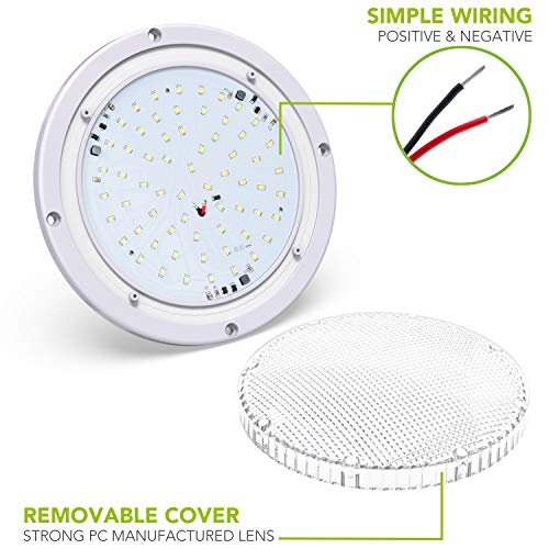 Rv Trailer Camper 5Th Wheel White 8.5" Round Scare Porch 12V Led Light 600 Lm Light Only (Led Light) #TOP6