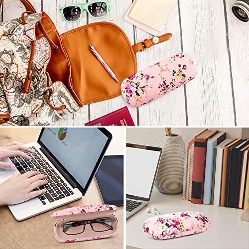 Image of Glasses Case Hard Shell Eyeglass Case for Women Fabrics Floral Retro Spectacle Case Box Portable
