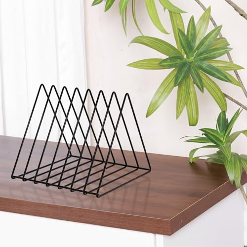 Urban Deco Triangle Desk Organizers Metal Wire Magazine Holder 7 Sections Decorative Organizer Vinyl Record Storage Office File Organizer For Desk - Black Magazine File Holder - Pack of 2 - Thumbnail 4