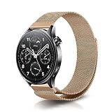 NicMool 22MM Métal Bracelet Compatible avec Xiaomi Watch S4/S4 Sport/2/S3/S1 Pro, Hommes et Femmes Bracelet Magnétique en Acier Inoxydable Tissé pour Xiaomi Redmi Watch 5 Active/5 Lite   Or Rose
