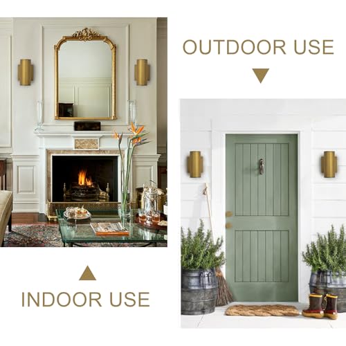 Image of Modern LED Outdoor Wall Lights 7 inch Cylinder Up and Down Exterior Lighting Fixtures Handmade Gold Outdoor Wall Sconce Wall Mount on Any Direction