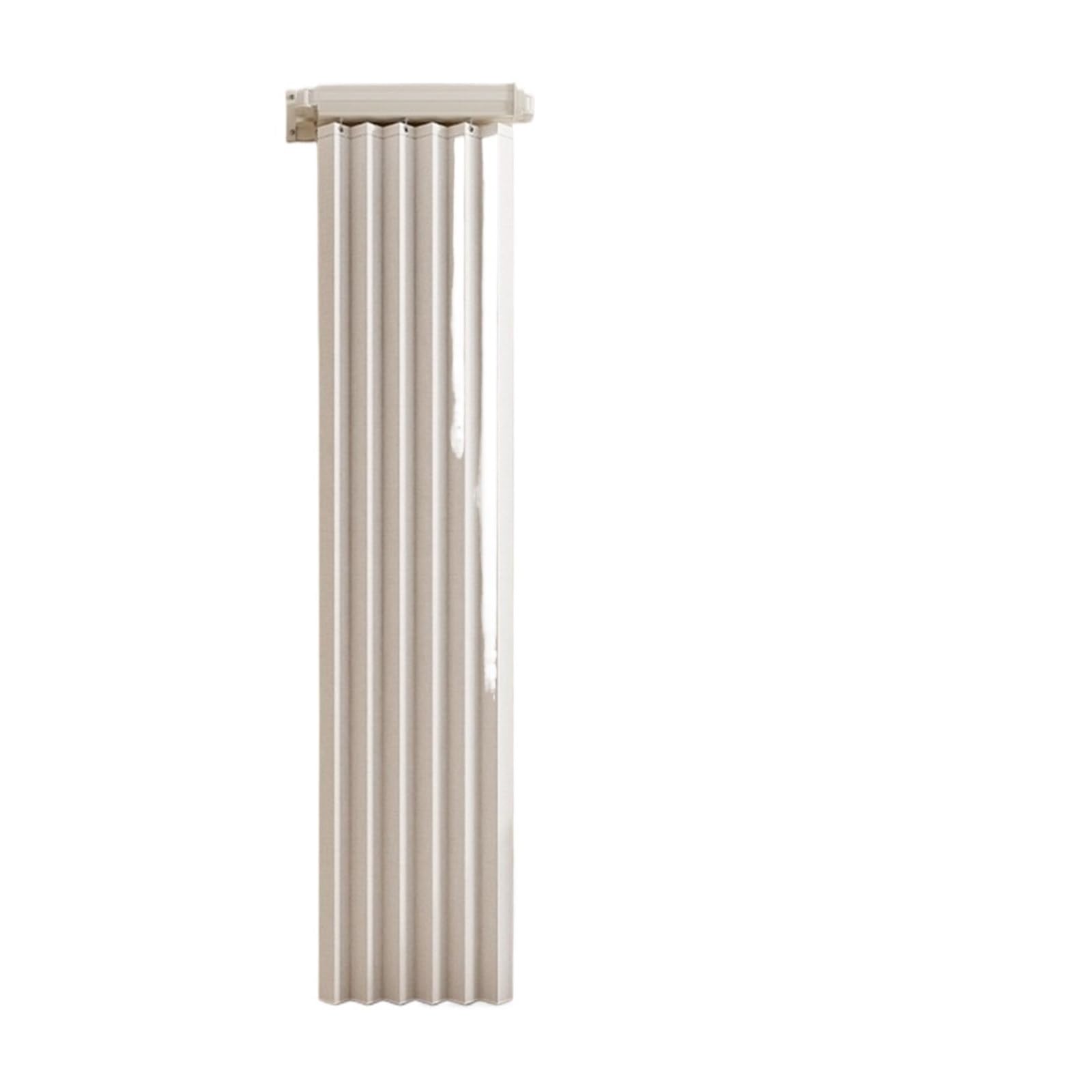 Wall Mount Foldable Shower Curtain Rod Folding Partition Bathroom Balcony Retractable(Beige,4 Fold 150x200cm)