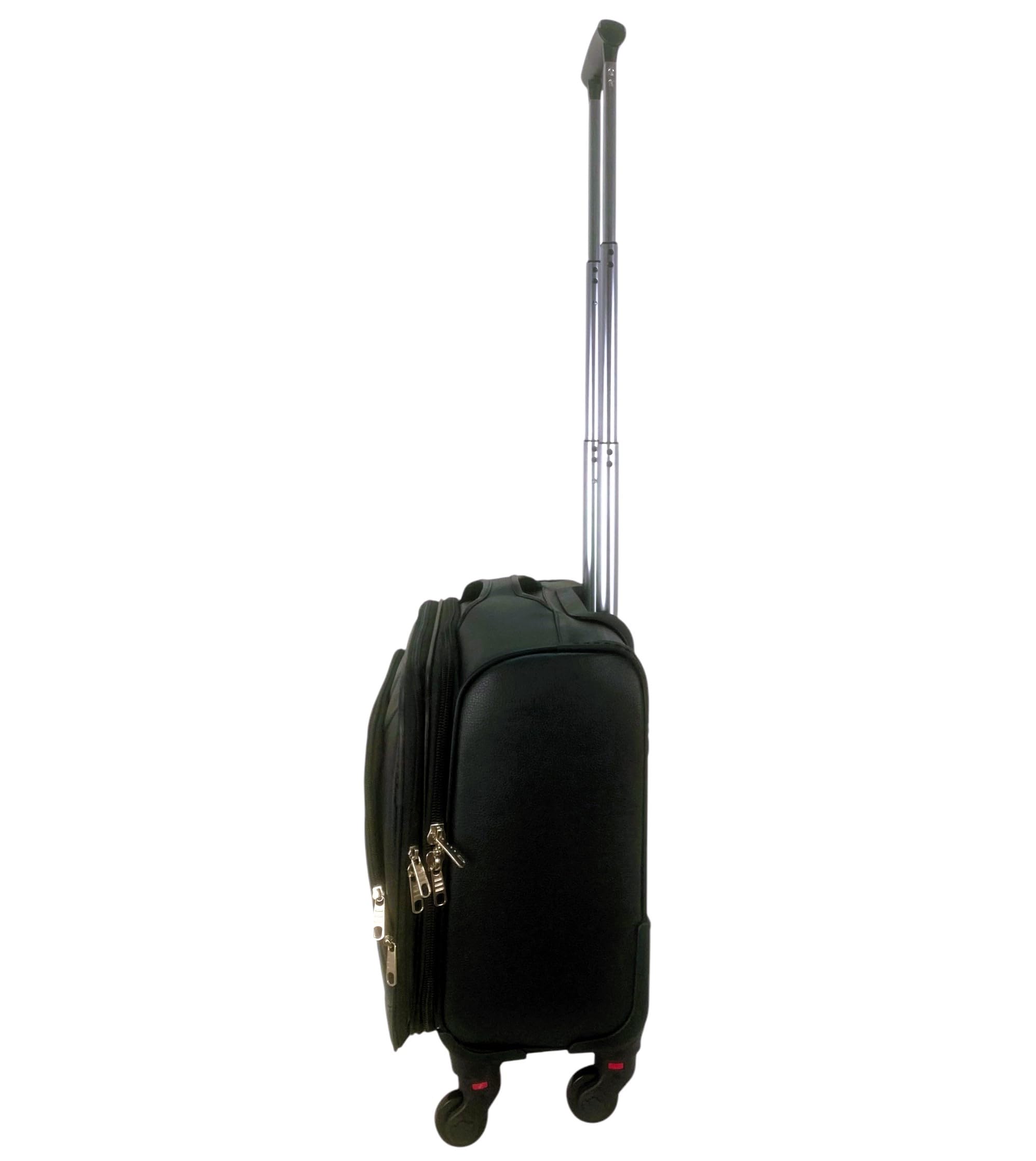Maleta Trolley Equipaje de Mano Comercial piloto Medico Maletin de Piel sintética con 4 Ruedas y con 4 Compartimientos Color Negro