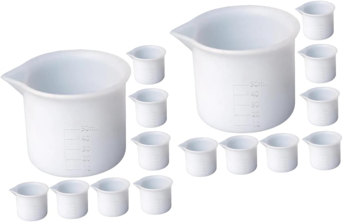 16pcs Silicone Measuring Cups Scale for Epoxy Crafts Color Mixing Tools Non-stick and for Jewelry Making and Painting Projects