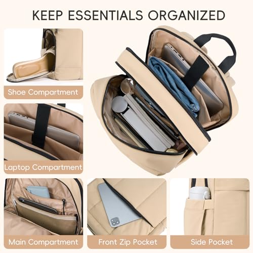 Image of CLUCI Lightweight Travel Backpack Carry on Flight Approved, Puffy Gym Backpack with Shoe Compartment, Personal Item Travel Bag, 15.6 inch Laptop Backpack for Weekender Business