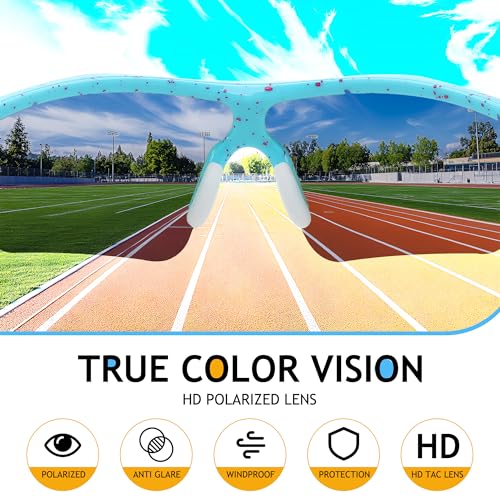 Image of FEISEDY Kids Polarized Sports Sunglasses, TR90 UV400 Baseball Cycling | LightWeight Wrap-Around for Boys Girls, TAC Polarized Lens blocks 100% UVA /UVB, Baseball /Softball /Cycling /Running B2454