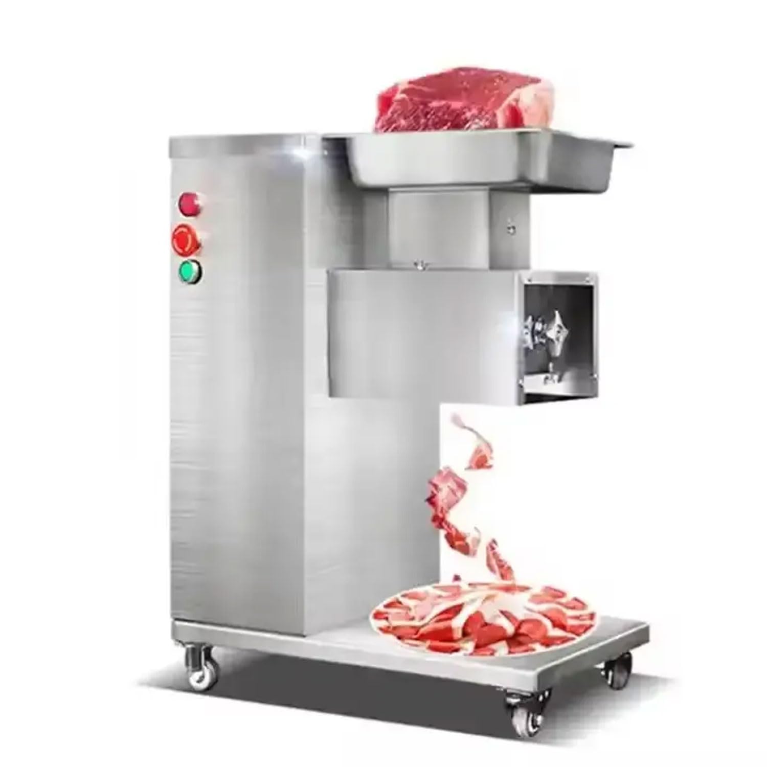Cortadora de Carne Comercial de Acero Inoxidable, picadora de Alimentos eléctrica móvil de 750 W con Cuchilla de 3,5 mm, 180 kg/h, 190 RPM, cortadora automática de Verduras pa,