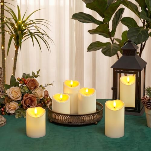 Image of Homemory 9Pack Outdoor Waterproof Flameless Candles, LED Candles, Battery Operated Candles with Remote and Timers, Electric Fake Plastic Pillar Candles, Ivory White, 3 inchx4 inch4 inch 4 inch 5 inch 5 inch 5 inch 6 inch 6 inch 6 inch