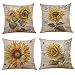 Ogrmar 4PCS 18"x18" Throw Pillow Covers Christmas Decorative Couch Pillow Cases Cotton Linen Pillow Square Cushion Cover for Sofa, Couch, Bed and Car (Sunflower)