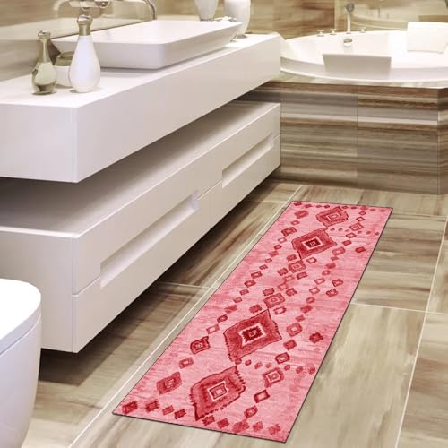 Alfombra de pasillo roja antideslizante de 80 x 150 cm lavable para hogar 4