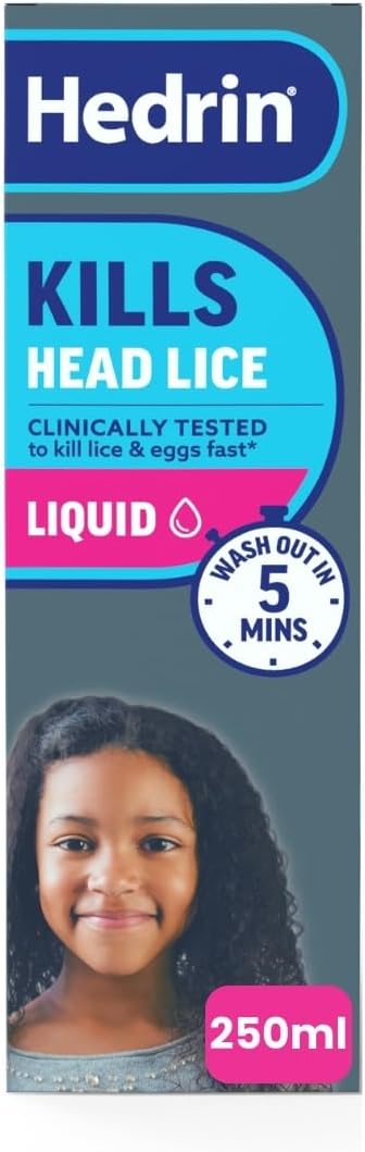 Hedrin Kills Headlice Liquid Gel, Fast and Effective Lice and Nit Treatment, Kills Head Lice and Eggs, 8 Treatments, Clinically Tested, Suitable for Adults and Children, 250ml