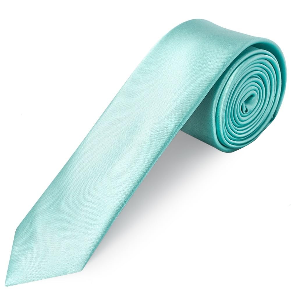 TIES R US Aqua Satin Skinny Men's Tie