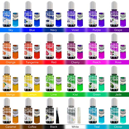 Epoxy UV Resin Pigment - 24 Color Liquid Dye for Art, DIY Jewelry Making - Concentrated Colorant for Coloring, Tumbler, Paints, Crafts - 0.35oz Each