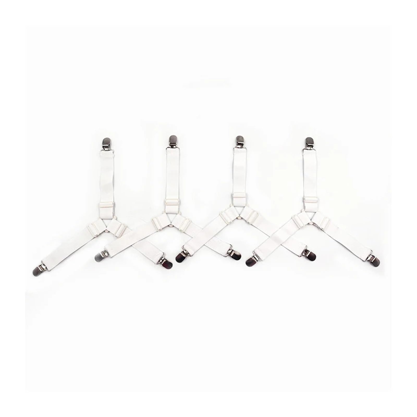 Rjgfdsapo White Bed Sheet Grippers, Bed Sheet Clips 4Pcs Elastic Straps Adjustable Multicolor