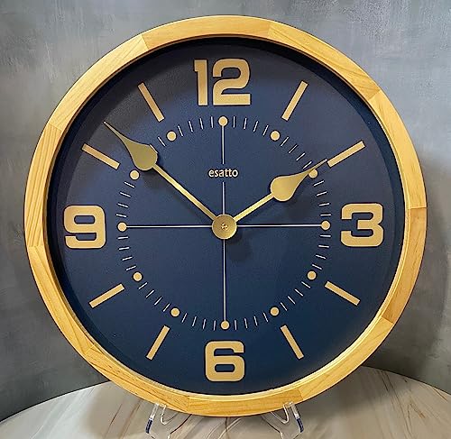 Birch Framed Large Navy Blue Wall Clock | Ultra Quiet Quartz Mechanism | Hand Made In Usa Beautiful Crisp Lasting Color | Comes In 8 Sizes | 18-Inch #TOP23