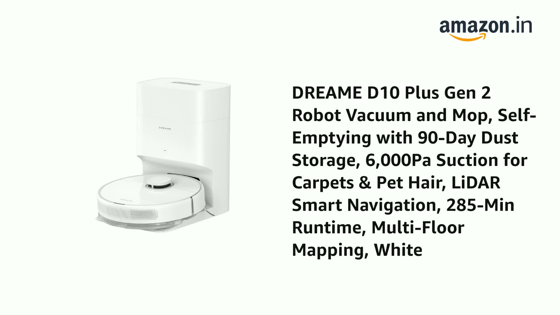 DREAME D10 Plus Gen 2 Robot Vacuum and Mop, Self-Emptying with 90