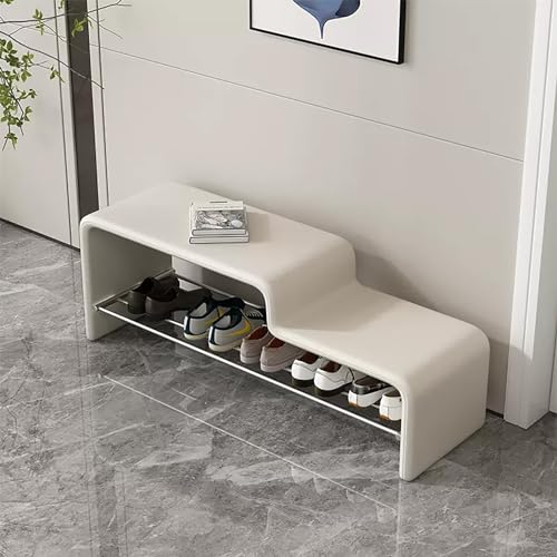 Genérico Banco Zapatero con Asiento tapizado en Cuero, Zapatero Abierto para Entrada, no Requiere ensamblaje, Elegante Estructura de Madera, Ideal para Dormitorio y Sala de Estar, Ideal para Padres e