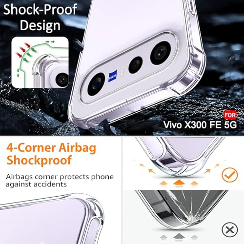 Image of TheGiftKart Crystal Clear Back Cover Case for Vivo X300 FE 5G | 360 Degree Protection | Shock Proof Design | Transparent Back Cover Case for Vivo X300 FE 5G (PC & TPU, Transparent Bumper)