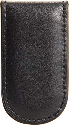 Image of Bosca Nappa Vitello Magnetic Money Clip, Men's Leather Fold Over Money Clip, Holds 10 to 15 Bills, Black