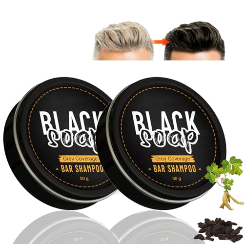 Barra Shampoo per Capelli Oscurante,2 Pezzi Sapone Copertura Capelli Grigi,Shampoo per Capelli Grigi Inverso,Sapone Depilatorio Grigio Naturale,Ripristina il Colore Naturale Capelli Nutre le Radici