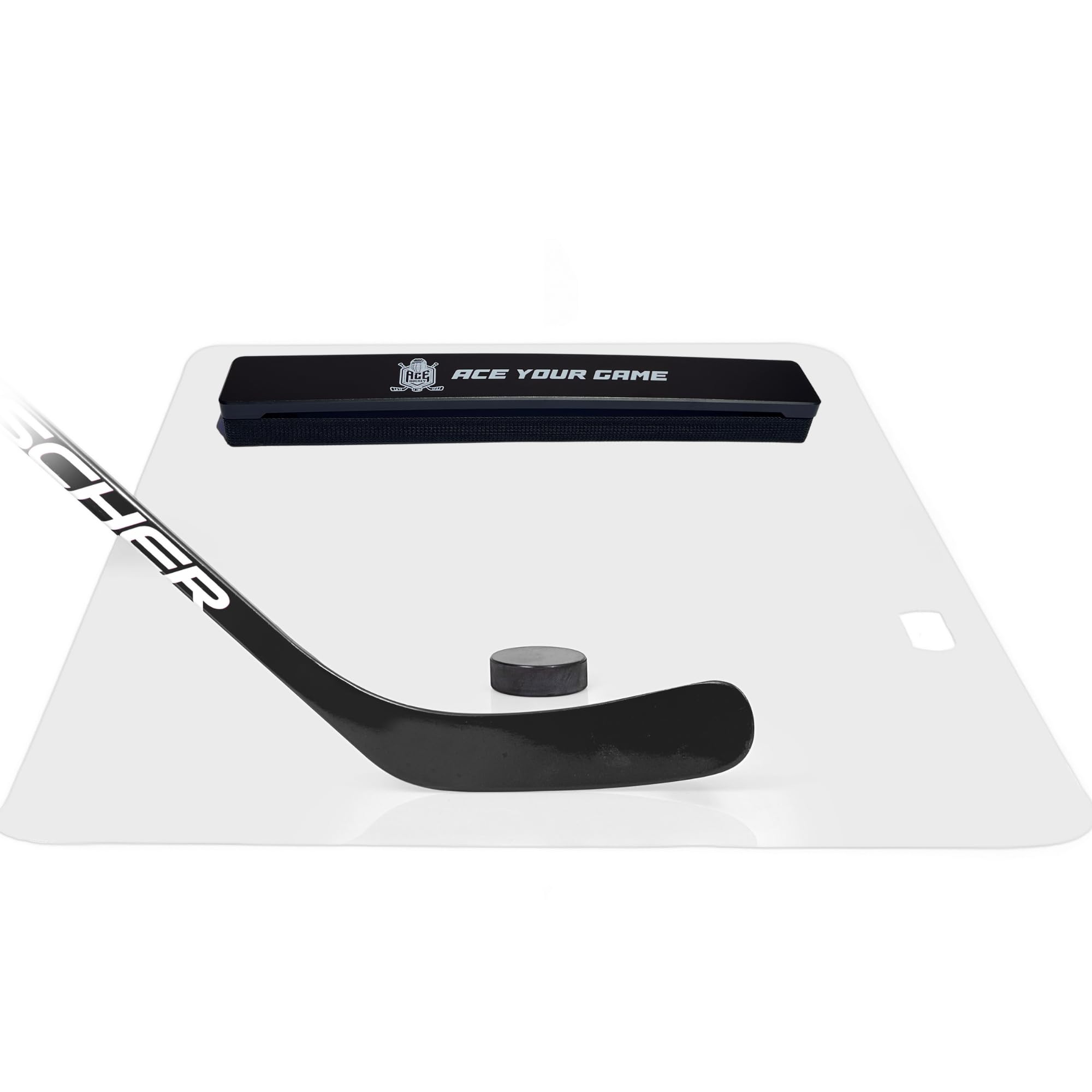 ACE HOCKEY Shooting Pad 30" x 60" Plus Puck Rebounder - Synthetic Ice Mat with Puck Passer - 12.5 sqft Shoot Pad with Hockey Passer for One Timers - Practice Hockey