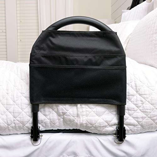 Stander Bed Rail Advantage Traveler, Bariatric Bed Assist Rail for Elderly Adults, Folding Safety Handle with Organizer Pouch